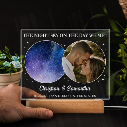 Star Map Custom Photo Under This Sky It All Began - Gift For Couples - Personalized 3D Led Light Wooden Base