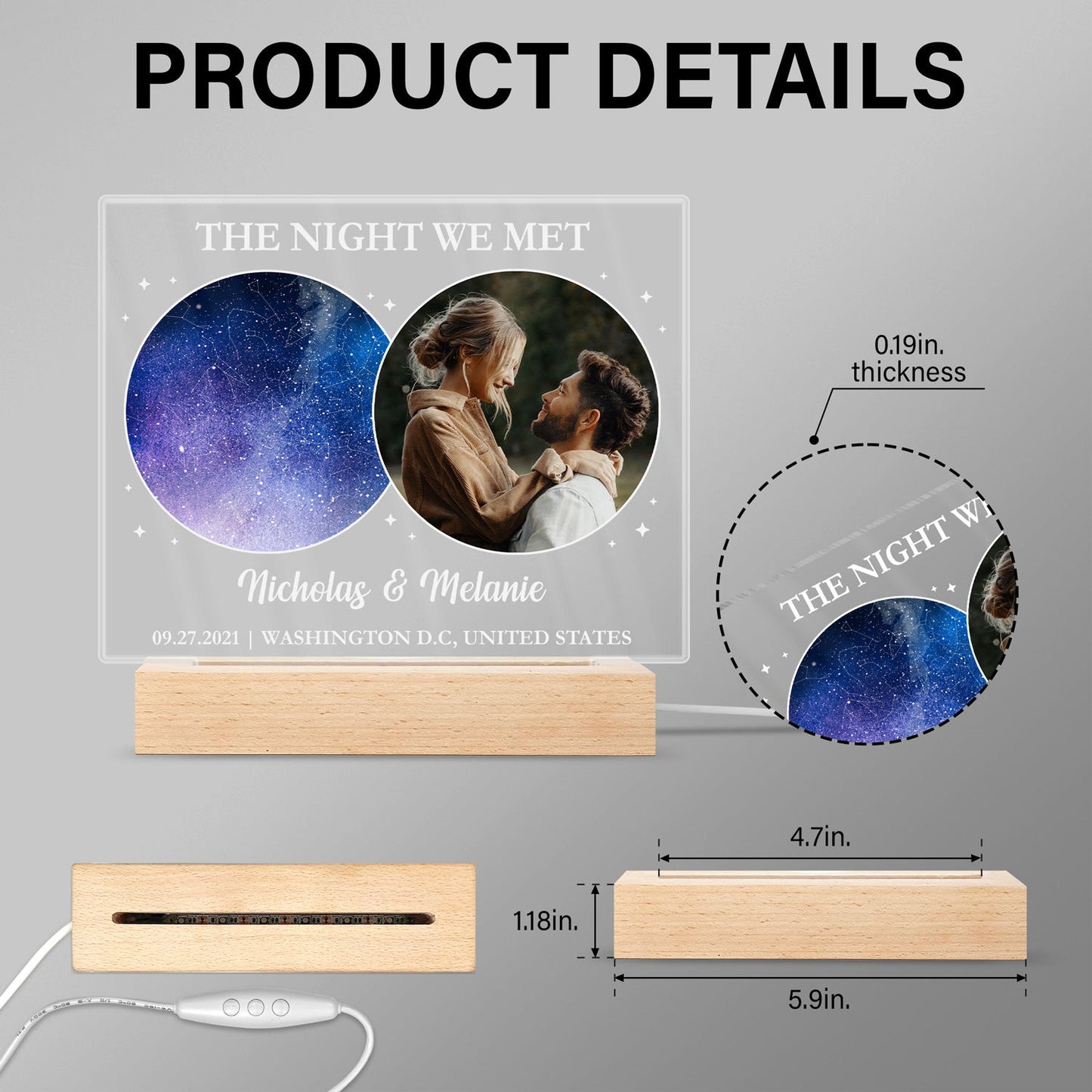 Star Map Custom Photo Under This Sky It All Began - Gift For Couples - Personalized 3D Led Light Wooden Base