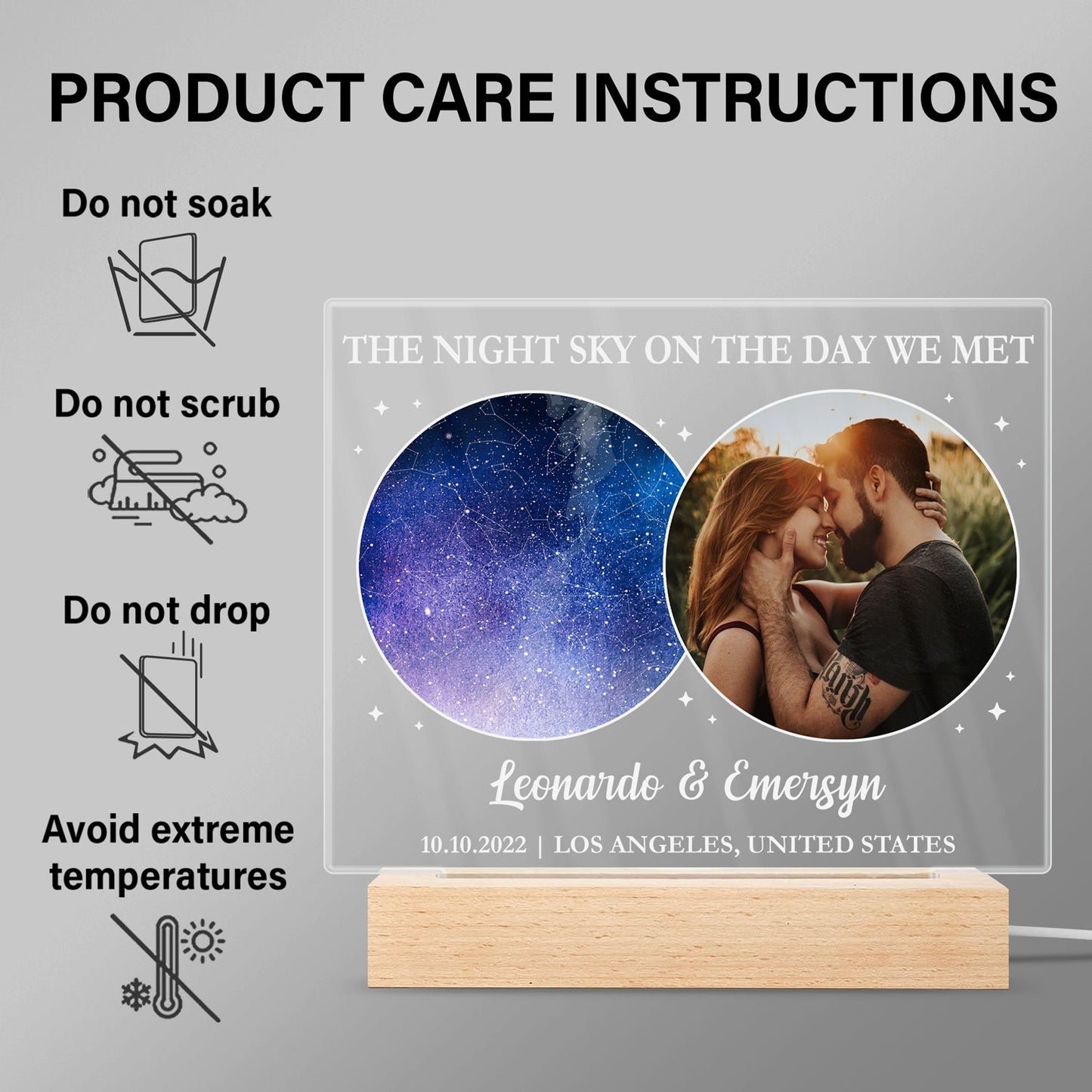 Star Map Custom Photo Under This Sky It All Began - Gift For Couples - Personalized 3D Led Light Wooden Base