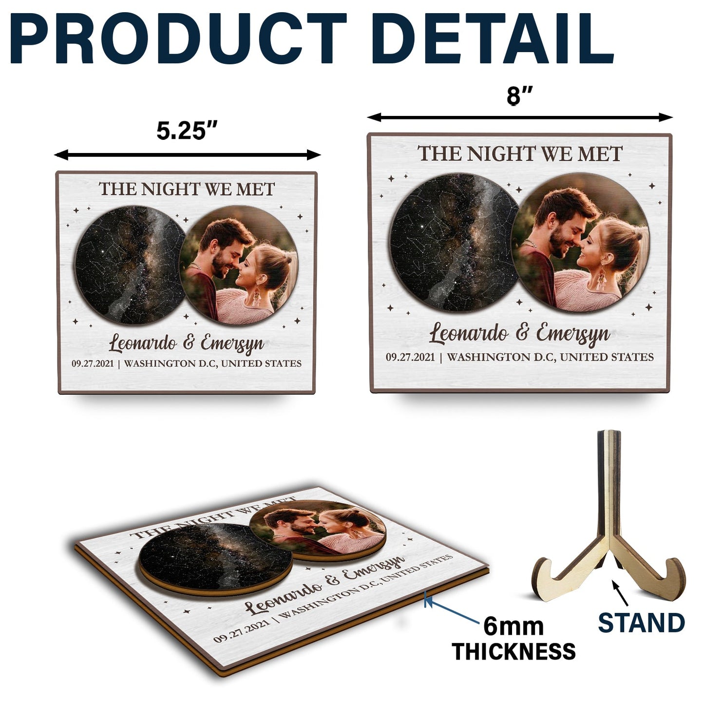 Star Map Custom Photo Under This Sky It All Began - Gift For Couples - Personalized 2-Layered Wooden Plaque With Stand