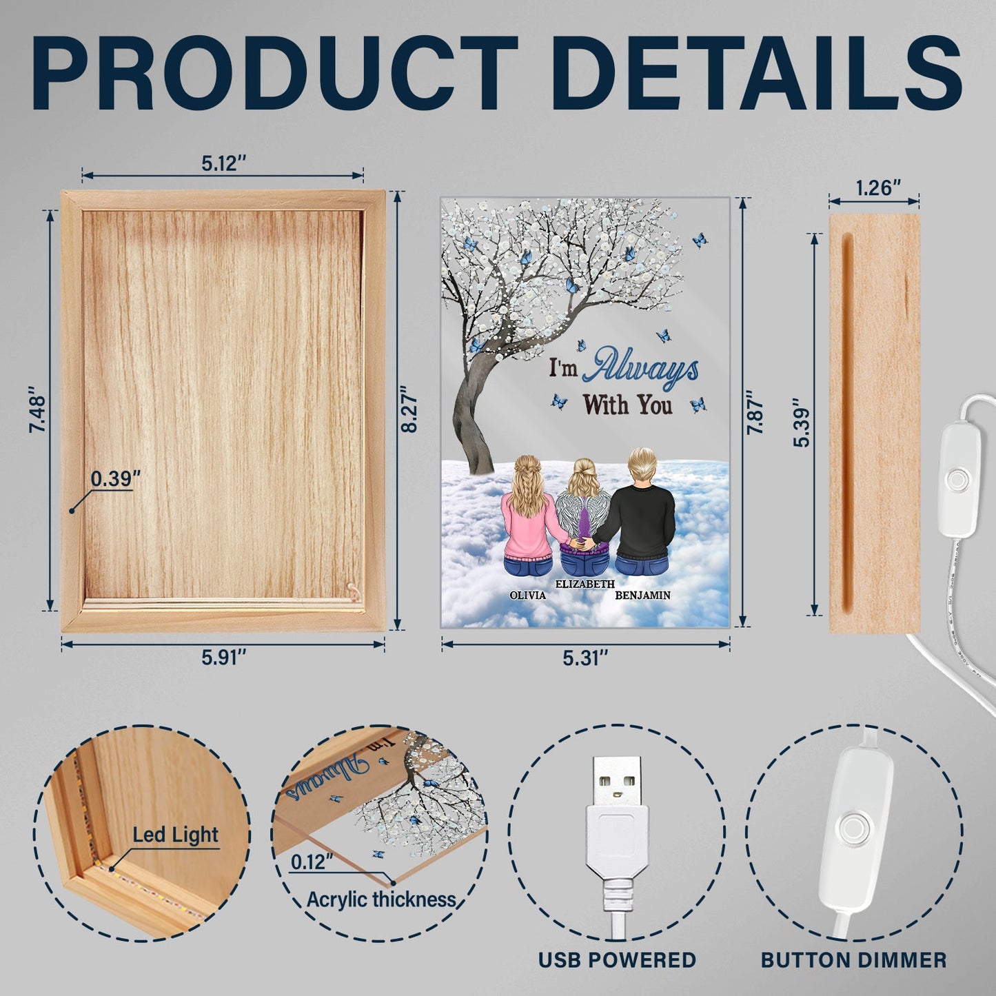 I Am Always With You - Memorial, Family Gift - Personalized Picture Frame Light Box