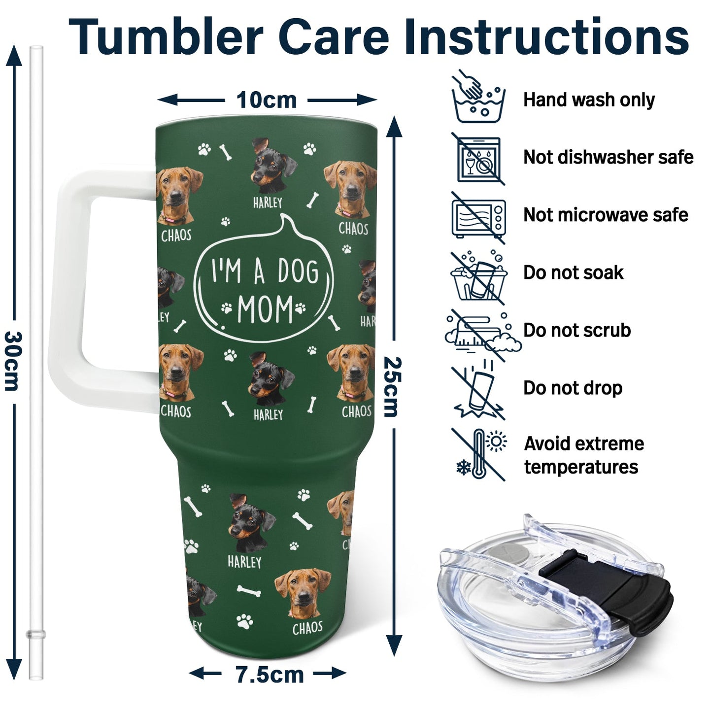 Custom Photo I'm A Dog Person - Gift For Dog Mom, Dog Dad, Dog Lovers - Personalized 40oz Tumbler With Straw