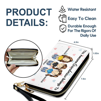 This Awesome Grandma Belongs To - Gift For Mom, Mother, Grandma - Personalized Leather Long Wallet