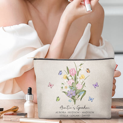 Mom's Garden Butterfly Flower - Gift For Mom, Grandma, Mommy - Personalized Cosmetic Bag