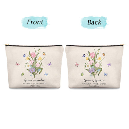 Mom's Garden Butterfly Flower - Gift For Mom, Grandma, Mommy - Personalized Cosmetic Bag