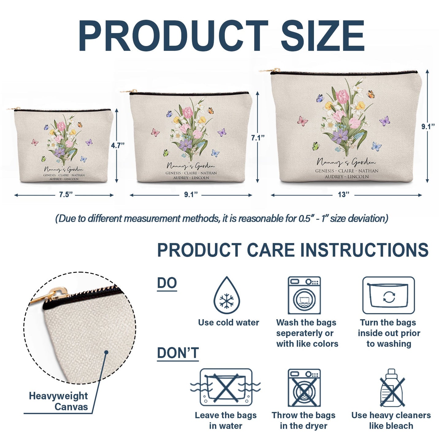 Mom's Garden Butterfly Flower - Gift For Mom, Grandma, Mommy - Personalized Cosmetic Bag