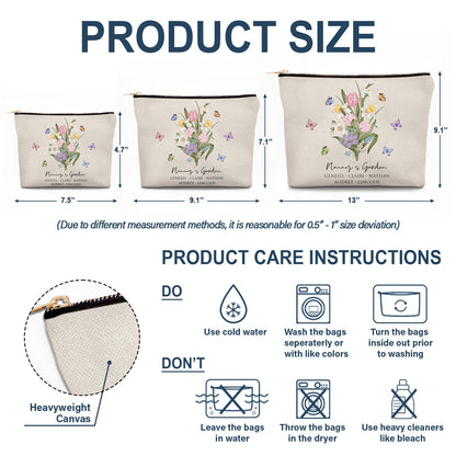 Mom's Garden Butterfly Flower - Gift For Mom, Grandma, Mommy - Personalized Cosmetic Bag