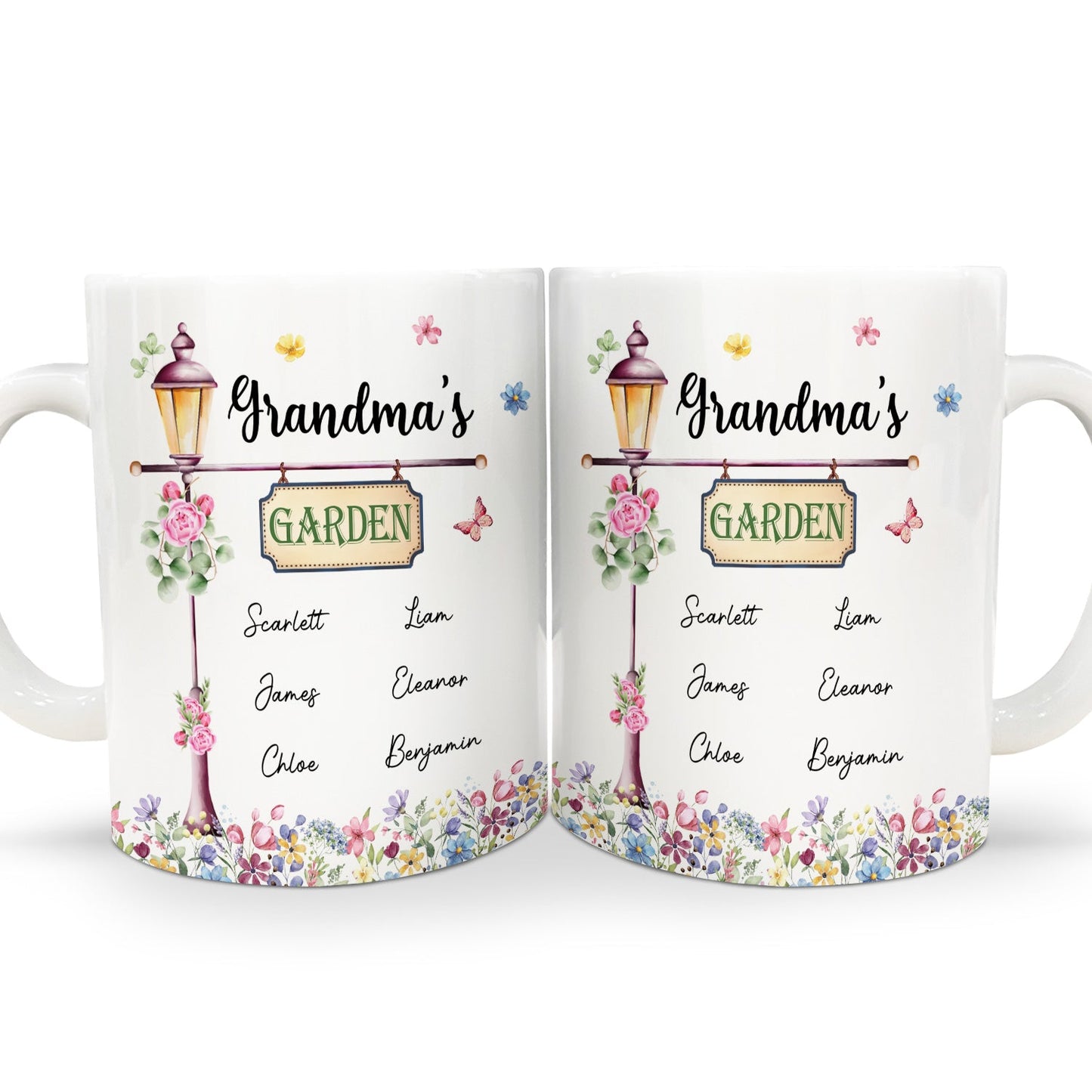 Mom's Grandma's Garden - Loving Gift For Mother, Grandmother - Personalized White Edge-to-Edge Mug