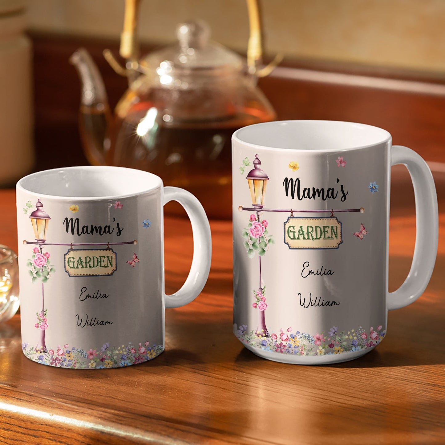 Mom's Grandma's Garden - Loving Gift For Mother, Grandmother - Personalized White Edge-to-Edge Mug