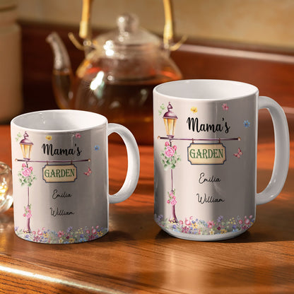 Mom's Grandma's Garden - Loving Gift For Mother, Grandmother - Personalized White Edge-to-Edge Mug