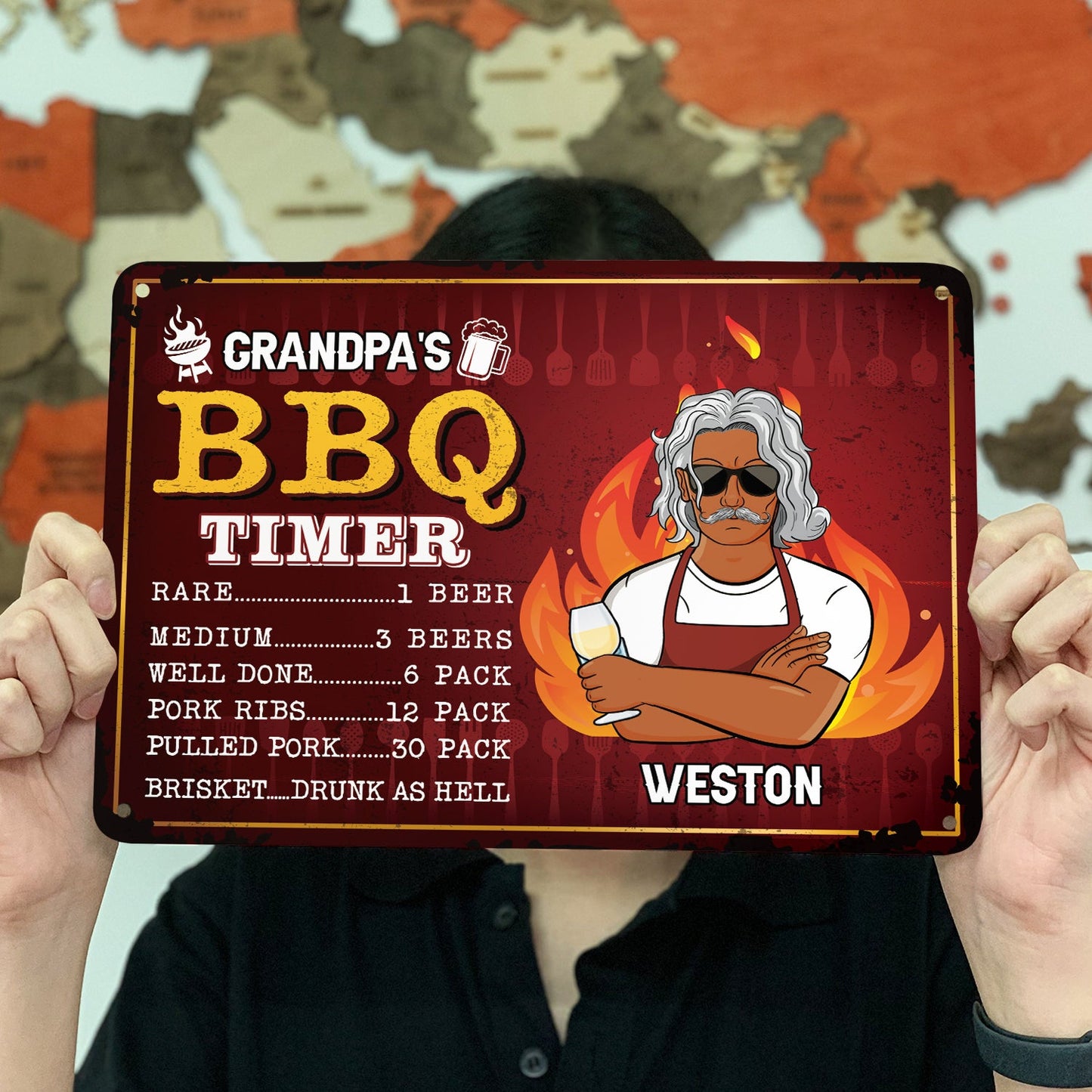Dad's BBQ Timer - Gift For Father, Grandpa - Personalized Classic Metal Signs