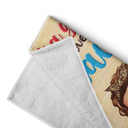 Beach Lovin' Girl Traveling Poolside Swimming Picnic - Birthday, Vacation Gift For Her, Besties - Personalized Beach Towel