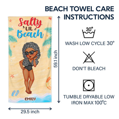 Beach Lovin' Girl Traveling Poolside Swimming Picnic - Birthday, Vacation Gift For Her, Besties - Personalized Beach Towel