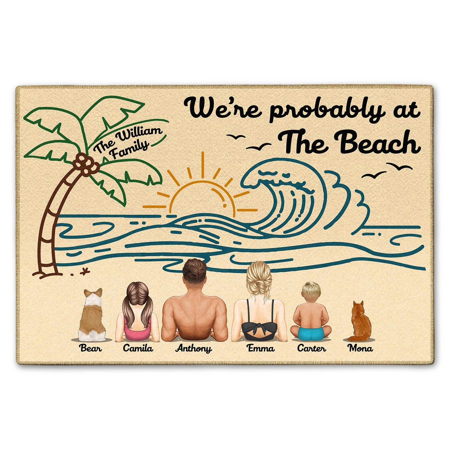 Family Probably At The Beach - Personalized Doormat