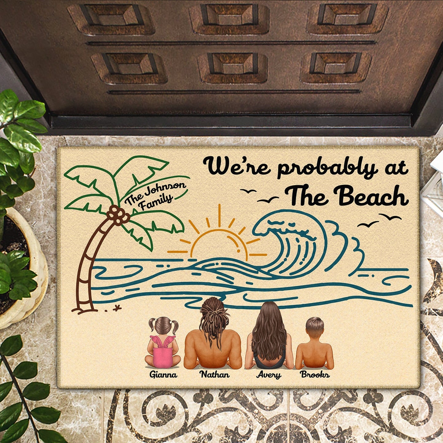 Family Probably At The Beach - Personalized Doormat