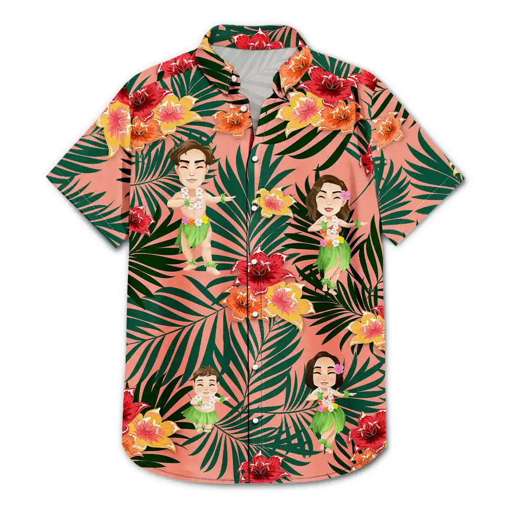 Family Hula Dancing - Personalized Hawaiian Shirt