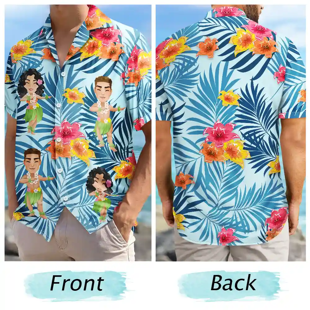 Family Hula Dancing - Personalized Hawaiian Shirt