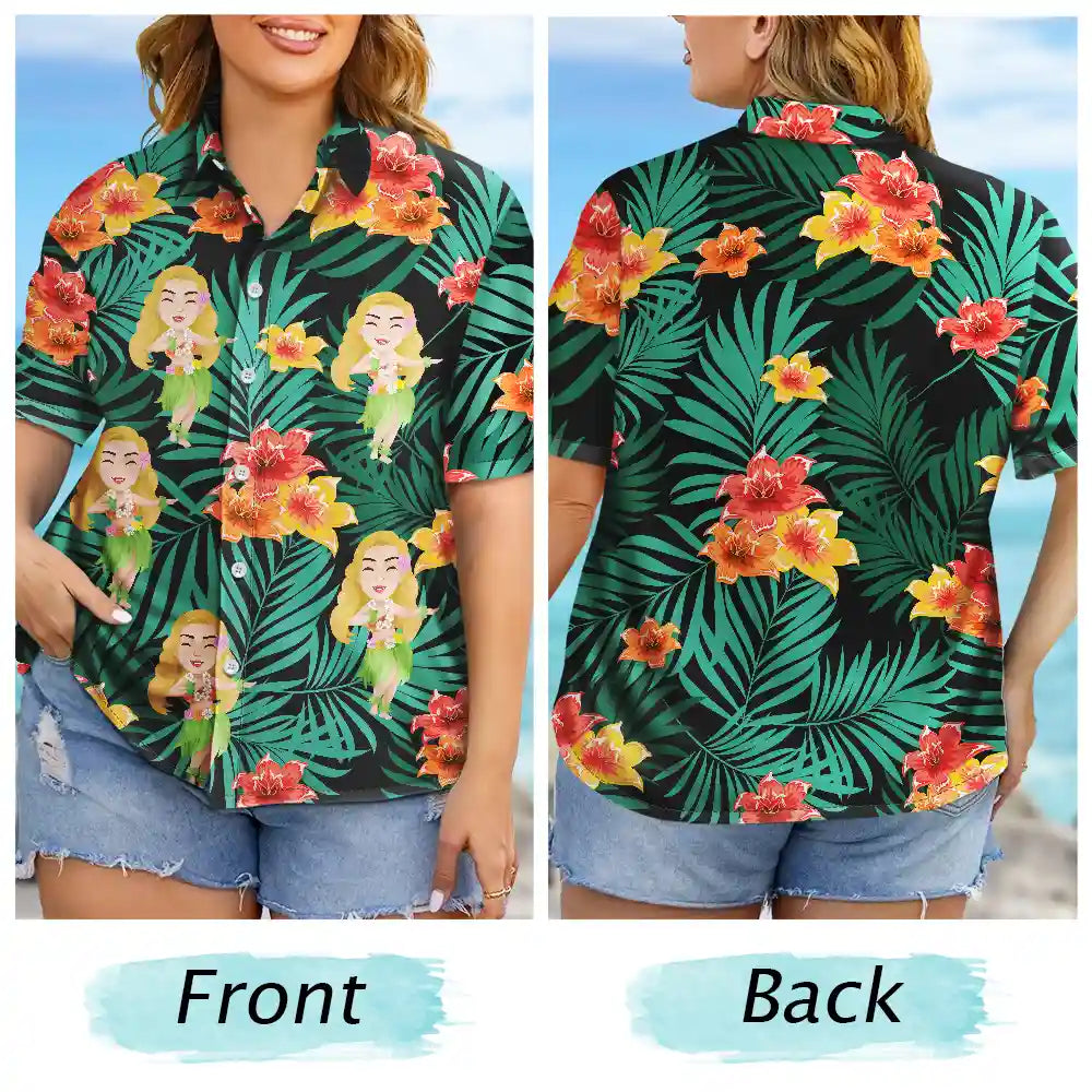 Family Hula Dancing - Personalized Hawaiian Shirt