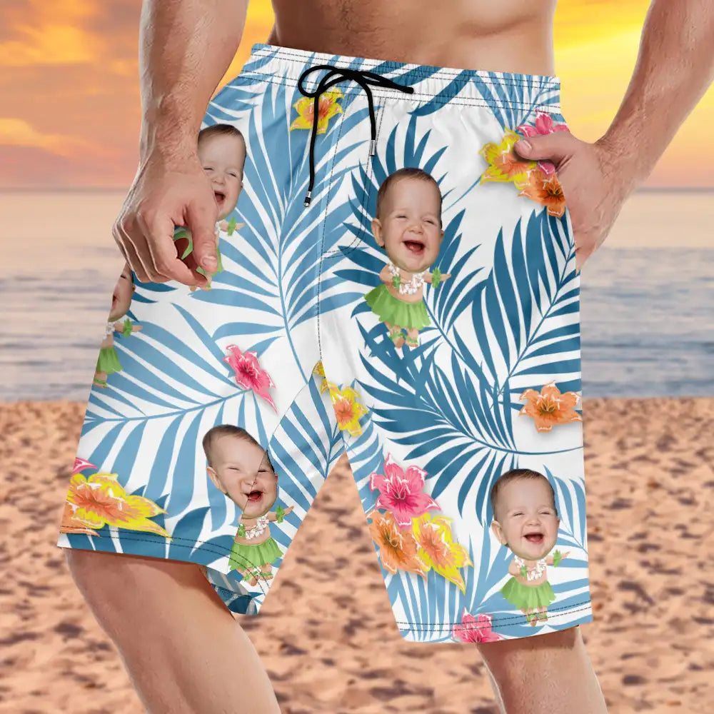 Custom Photo Hula Dancing - Personalized Unisex Beach Shorts