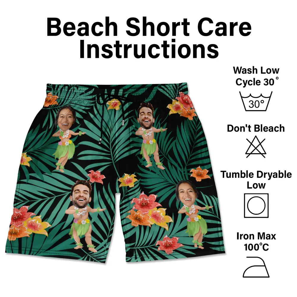 Custom Photo Hula Dancing - Personalized Unisex Beach Shorts