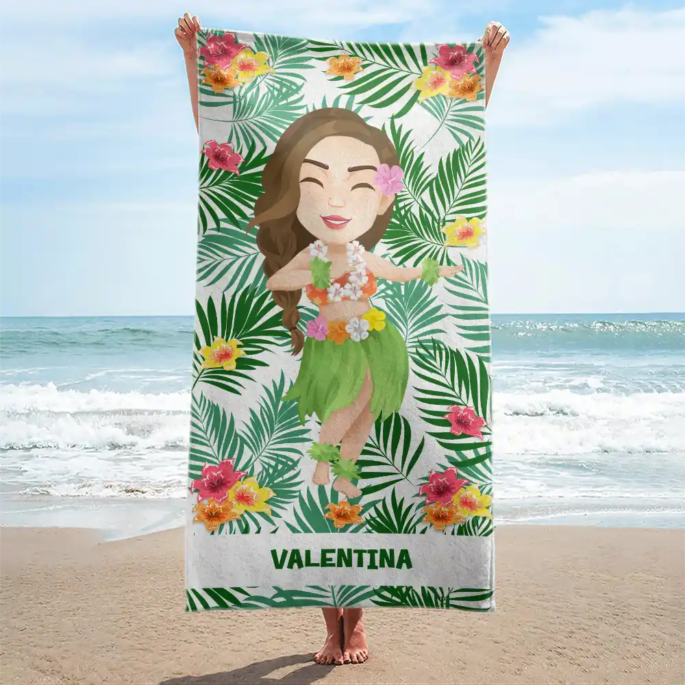 Custom Photo Hula Dancing - Personalized Beach Towel