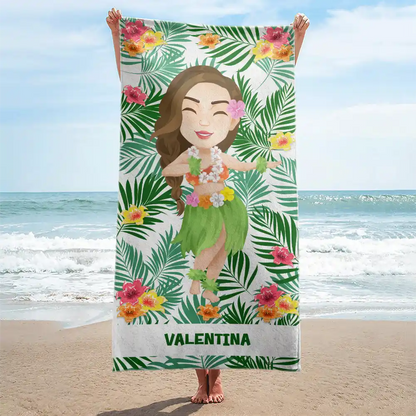 Custom Photo Hula Dancing - Personalized Beach Towel