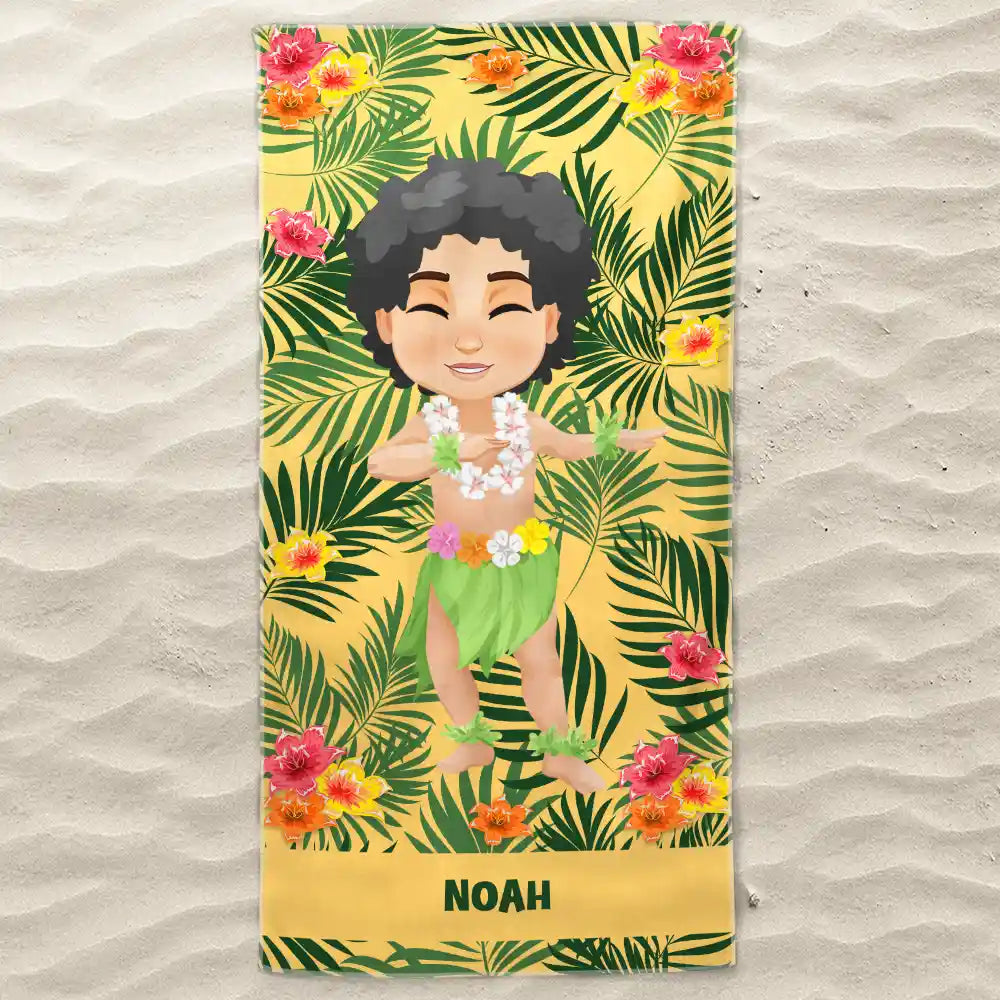 Custom Photo Hula Dancing - Personalized Beach Towel