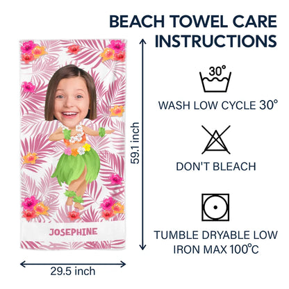 Custom Photo Hula Dancing - Personalized Beach Towel