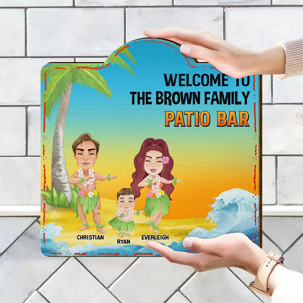 Family Backyard Oasis - Personalized Custom Shaped Wood Sign