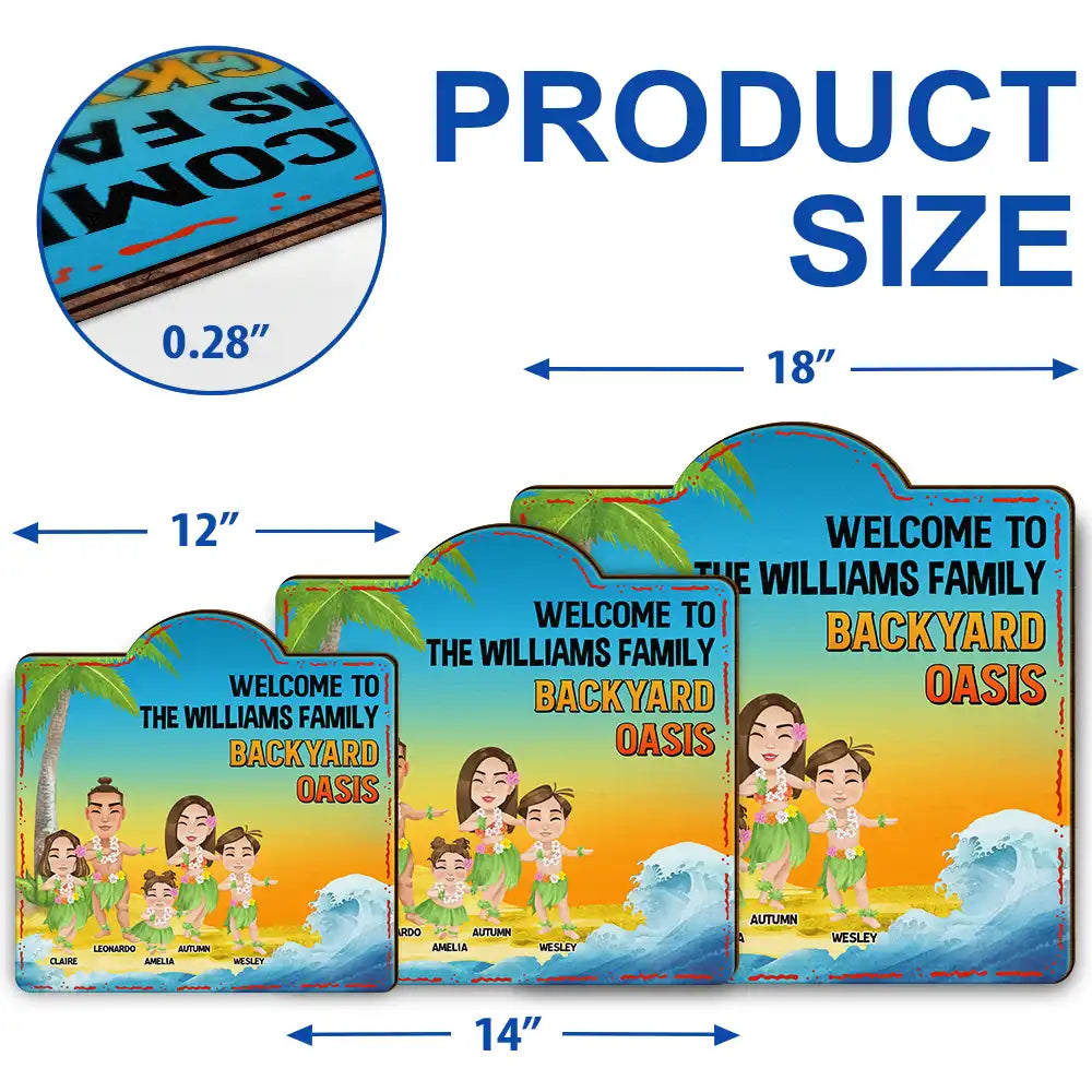 Family Backyard Oasis - Personalized Custom Shaped Wood Sign