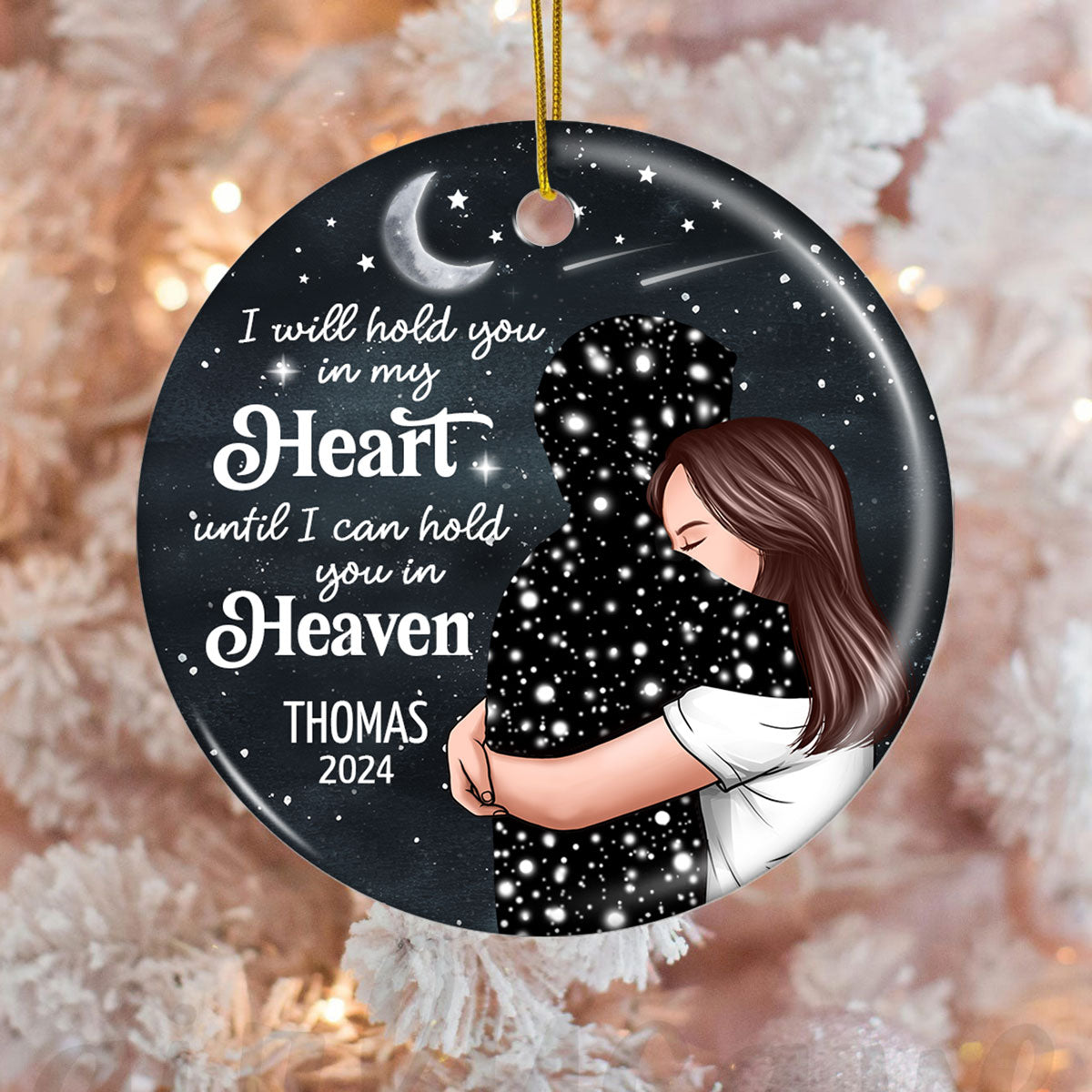 Always With You Woman With Lost Loved One Memorial Keepsake Personalized Ceramic Ornament