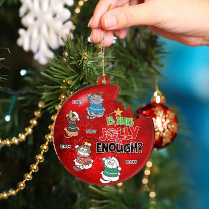 Is This Jolly Enough Funny Cartoon Cat - Personalized Custom Shaped Acrylic Ornament