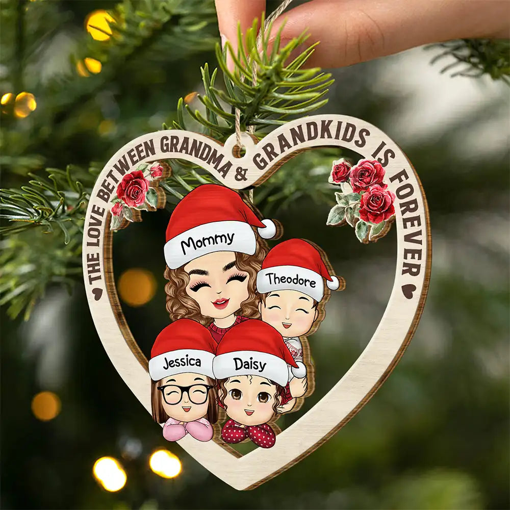 The Love Between Grandma And Grandkids Is Forever - Personalized Wooden Cutout Ornament