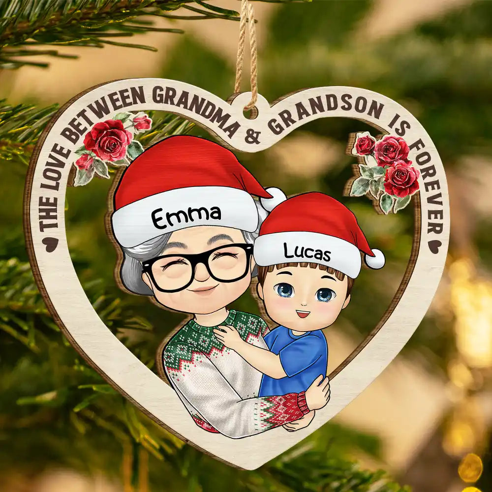 The Love Between Grandma And Grandkids Is Forever - Personalized Wooden Cutout Ornament