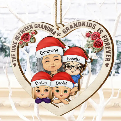 The Love Between Grandma And Grandkids Is Forever - Personalized Wooden Cutout Ornament