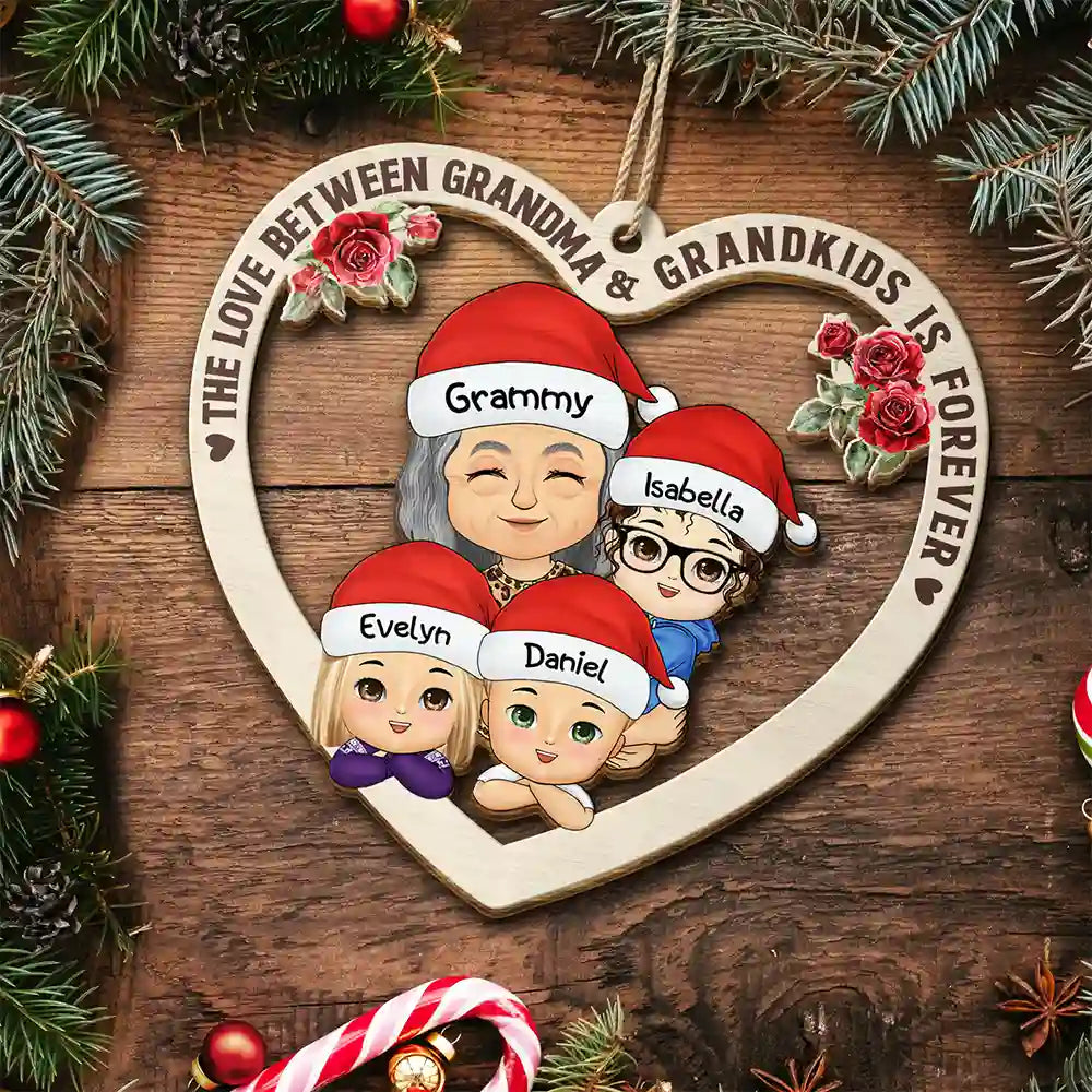 The Love Between Grandma And Grandkids Is Forever - Personalized Wooden Cutout Ornament