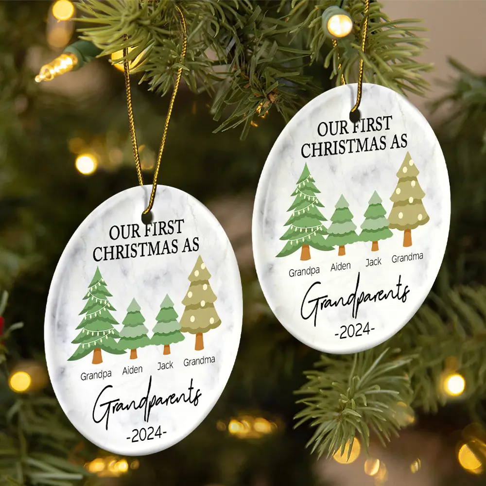 First Christmas As Grandparents - Personalized Circle Ornament