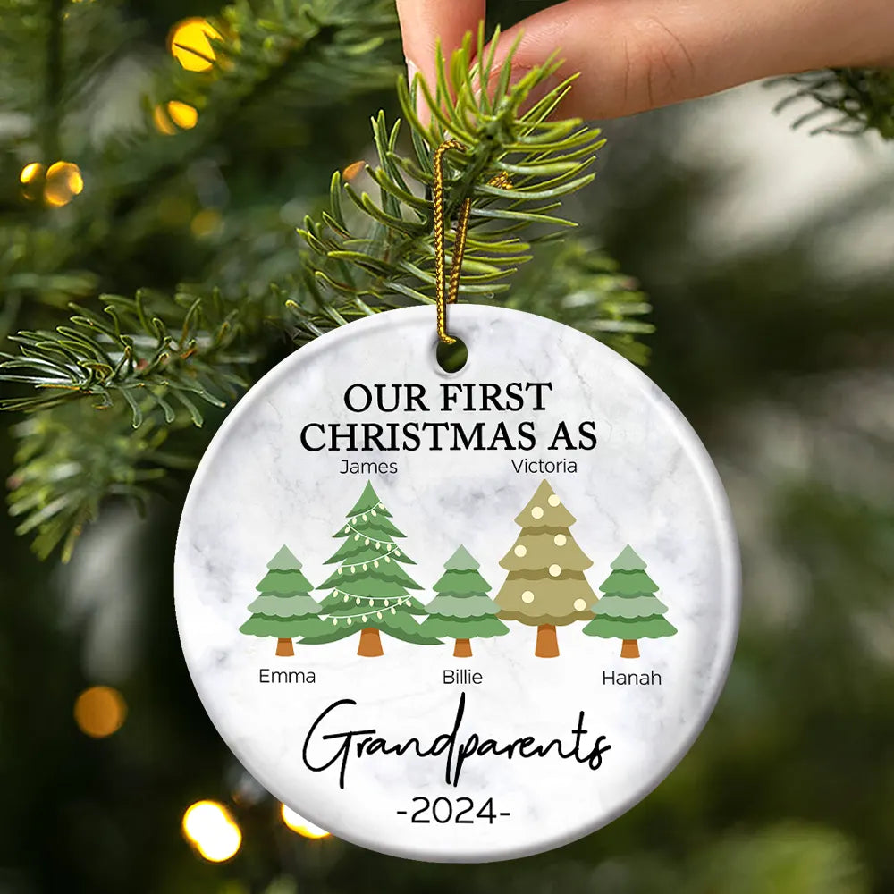 First Christmas As Grandparents - Personalized Circle Ornament