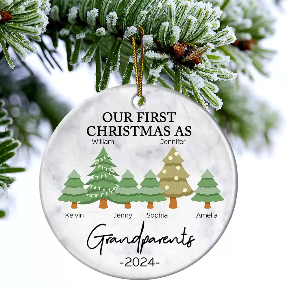 First Christmas As Grandparents - Personalized Circle Ornament