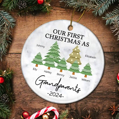 First Christmas As Grandparents - Personalized Circle Ornament