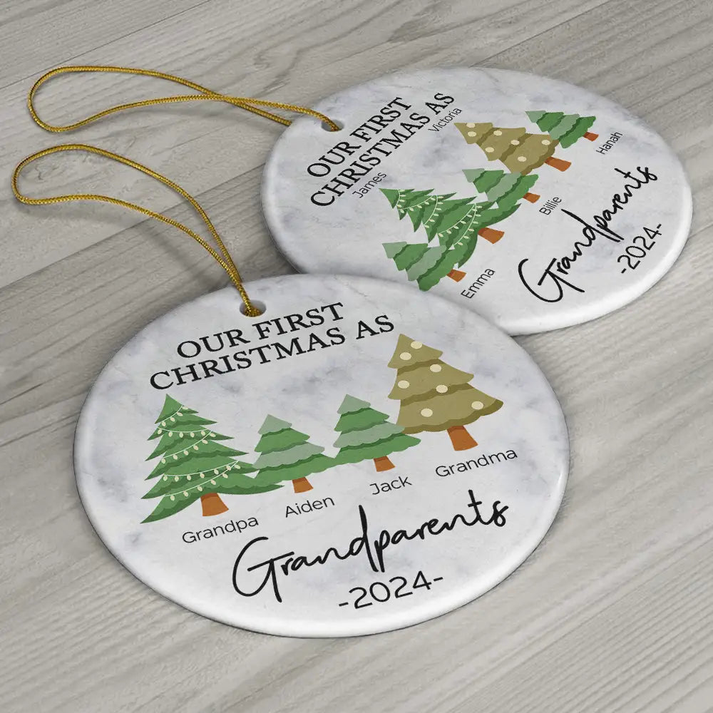 First Christmas As Grandparents - Personalized Circle Ornament