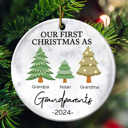 First Christmas As Grandparents - Personalized Circle Ornament