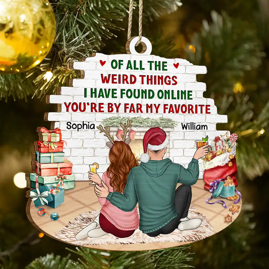 Of All The Weird Things I Have Found Online Couples Christmas - Personalized Custom Shaped Wooden Ornament