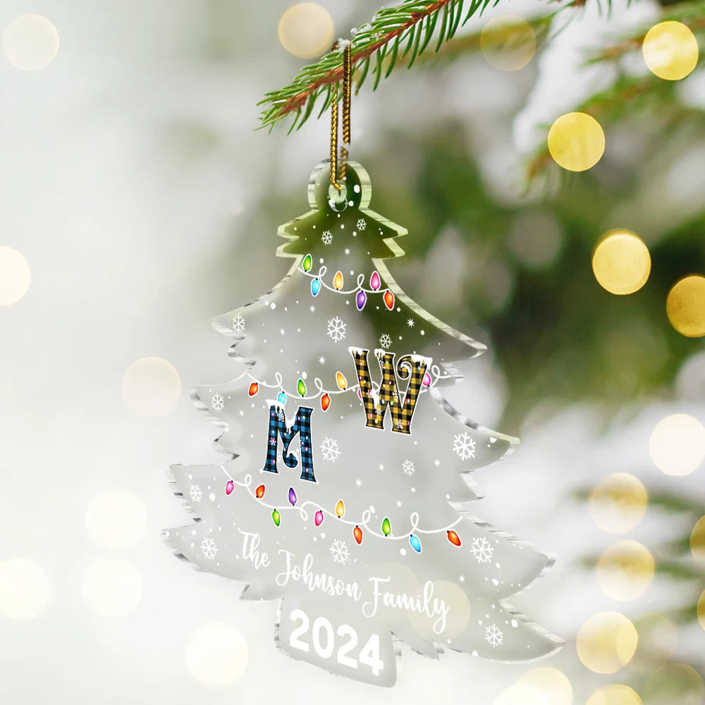 Christmas Tree Family Alphabet - Personalized Custom Shaped Acrylic Ornament