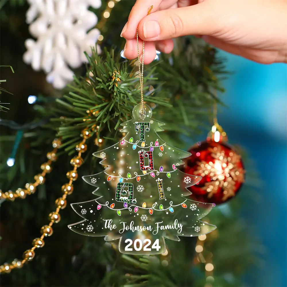 Christmas Tree Family Alphabet - Personalized Custom Shaped Acrylic Ornament