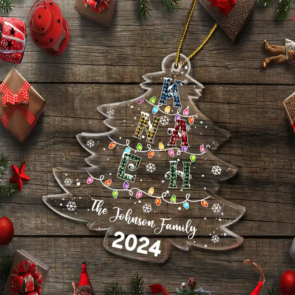 Christmas Tree Family Alphabet - Personalized Custom Shaped Acrylic Ornament