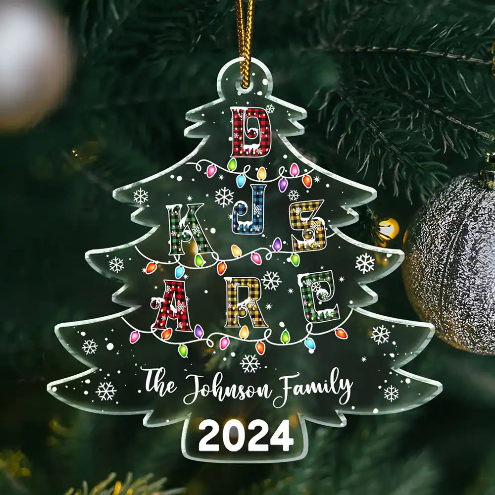 Christmas Tree Family Alphabet - Personalized Custom Shaped Acrylic Ornament