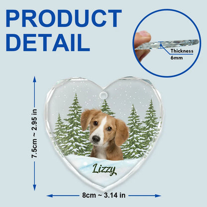 Custom Photo Pet Face Dog Cat Memorial - Personalized Heart Shaped Glass Ornament