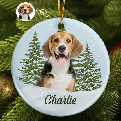 Custom Photo Pet Face Memorial - Personalized Circle Ceramic Ornament