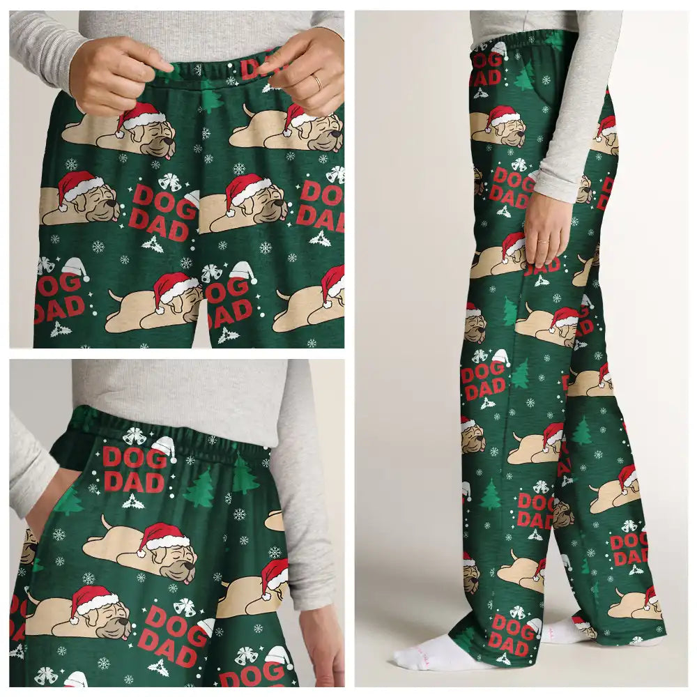 Christmas,Pet Lovers,Pet Mom,Pet Dad,Dog Lovers,Happy,Dog Mom,Dog Dad - Merry Christmas Pet Dad Mom - Personalized Pajama Pants